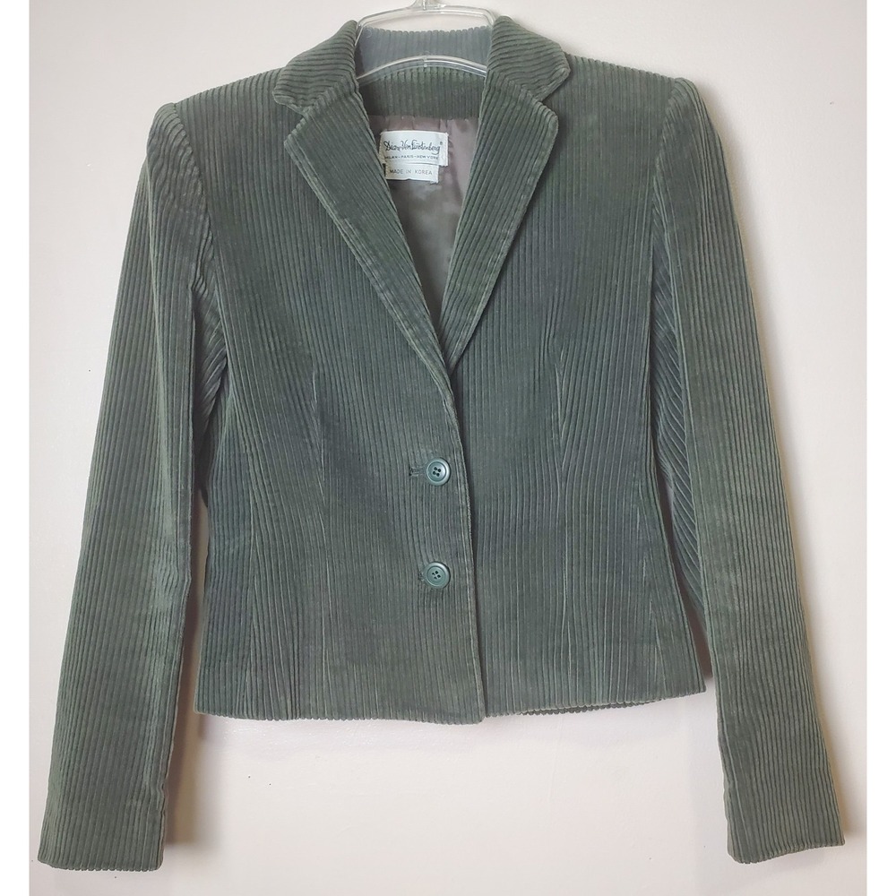 Vintage Diane Von Furstenberg Green Corduroy Cropped Jacket Twee Academia Phoebe